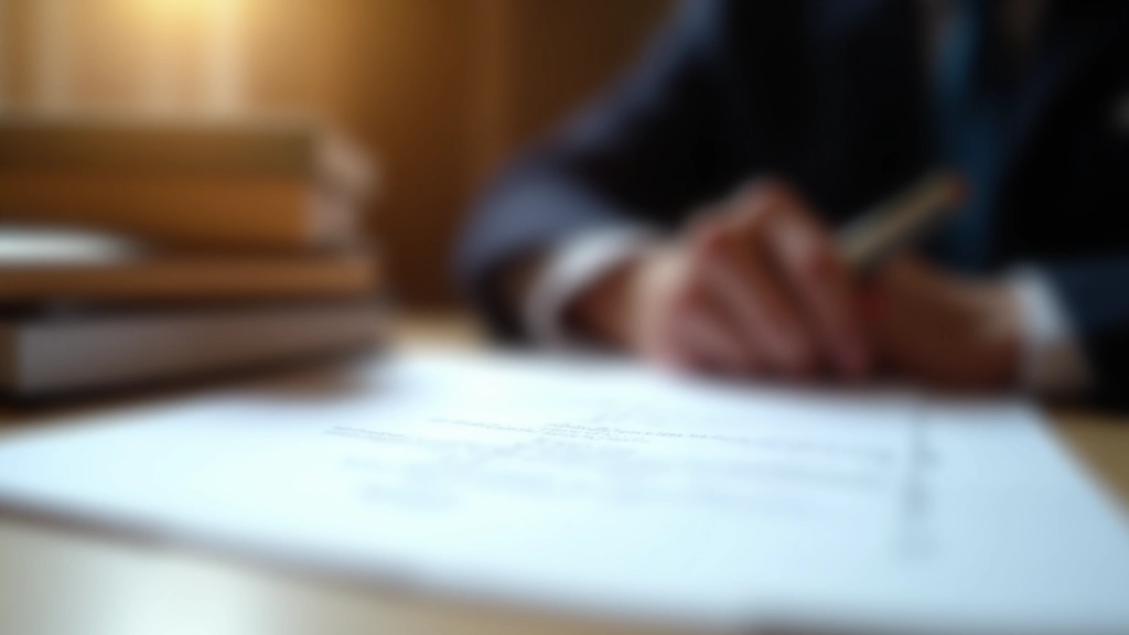 Nahaufnahme von Testament mit Unterschrift, Stift und offenes Gesetzbuch im Hintergrund